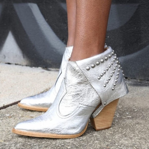 A.S.98 Women's Broderick Bootie In Silver Size 38 7.5 8 New NWT - Picture 14 of 16